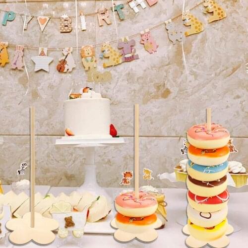 1PCS Family Party Wooden Diy Craft Donut Stand Wedding Decoration Supplies Baby Shower Christmas Craft Birthday Decorations