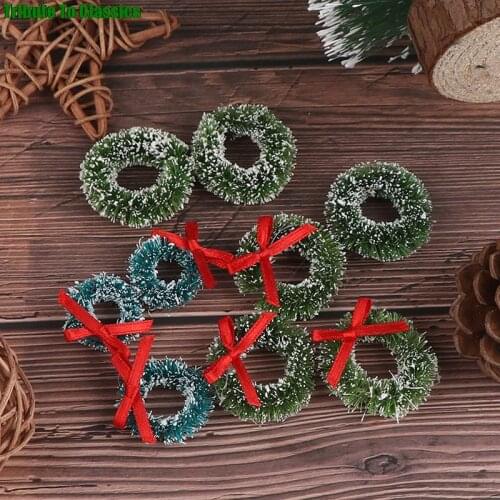 10 pcs Christmas Wreaths Miniature Fairy Garden Home Decoration Mini Craft Dollhouse Micro Decor DIY Gift Dollhouse Decor