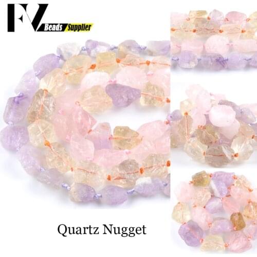 15mm-23mm Irregular Natural Amethysts Citrines Rose Quartzs Nugget Stone Beads For Jewelry Making Diy Bracelets Accessories 15"
