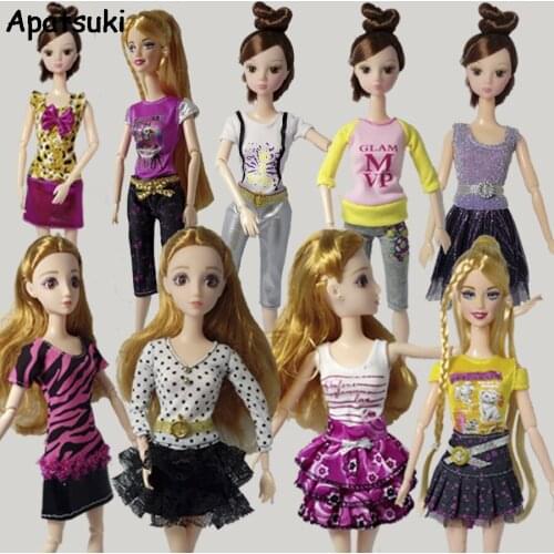 5pcs/lot Pretty Dresses For Barbie Doll Clothes Fashion Outfits For 1/6 Dolls Short Dress One Piece Dressses Tutu Random Sent