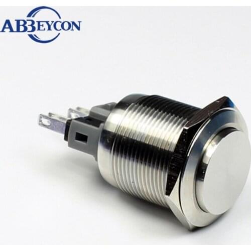 ABBEYCON 5pcs 22mm stainless steel push button switch IP67 waterproof pushbutton momentary high flat switch