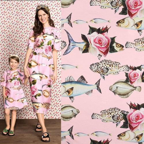 Shark rose vintage fabric Retro style fabric Calico Printed cotton fabric for DIY Bag 1 order=50cm*140cm