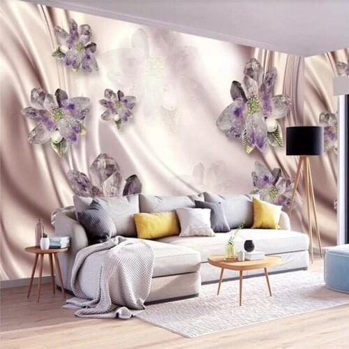 Beibehang Custom wallpaper 3D European luxury purple flower jewelry TV background wall 5d mural 8d wallpaper decorative painting
