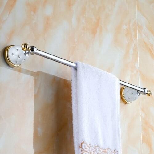 Free shipping European bathroom hardware hangers Bathroom pendant Copper shelf Gold Plated towel rack Delicate diamond upporters
