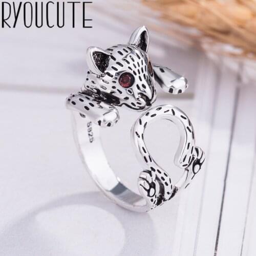 Bohemian Vintage Silver Color Cat Rings for Women Fashion Statement Jewelry Adjustable Finger Ring Girls Gifts