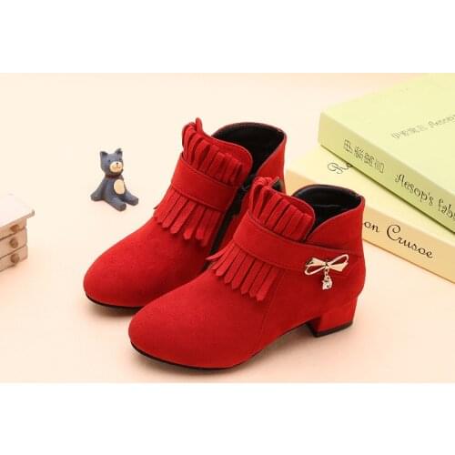 Autumn Winter Children Kids Boots Girls Princess Shoes Girls Boots Winter Wedding and Party Shoes Pink Red Black 4 5 6 7 8-14T