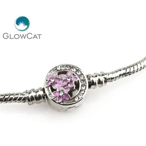 7 Style 16 17 18 19 20 21 22cm Length Blank Cuff Silver Bracelet Round Flower Girl Jewelry FOR European Beads