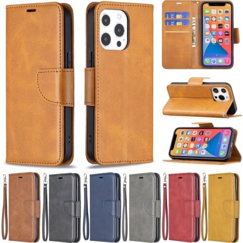 Flip Case for iPhone 13 11 12 Pro Max XR XS SE 2020 6 7 8 Plus PU Leather Wallet Cover Business Solid Color Phone Card Package
