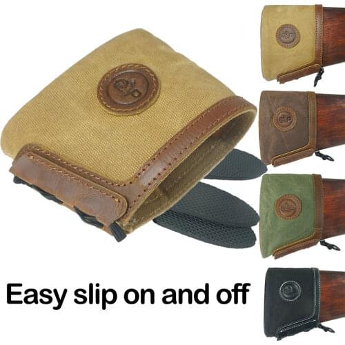 Hunting Rifle Gun Buttstock Adjustable Handmade Waxed Canvas & Leather Tactical Shotgun Cheek Rest Riser Pad Gun Accessories