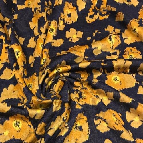 Good Wrinkle Resistance Wool Yellow Jacquard Dress Knitted Mink Velvet Fabric for Dresses Clothing Sewing Material by Meter