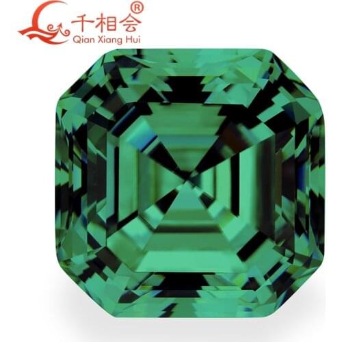 Green color asscher shape dia mond cut moissanites loose stone