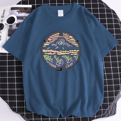 Mount Fiji Creativity printing male tshirt sport vintage t shirt Travering beautiful tees shirts fashion quality men Tshirts