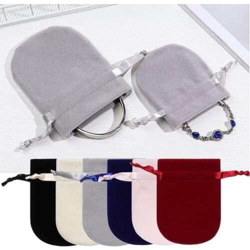 Round Velvet Bag Drawstring Pouches Jewelry Bags Dustproof Flannel Drawstring Gift Packing Bag