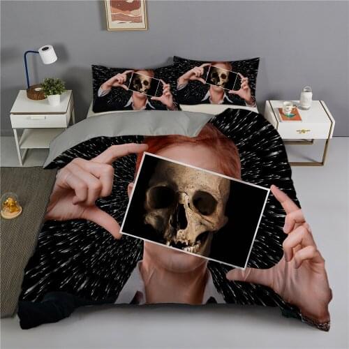 Fashion Skeleton Skull Pillowcase Duvet Cover Bedding Sets Bedspread 2/3pcs Queen King Full Size Bed Comforters Home Textiles