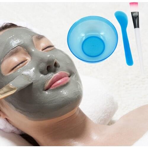 Facial Mask Bowl Kit Plastic Brush Stirring Rod Homemade Makeup Beauty DIY Tool Set B99