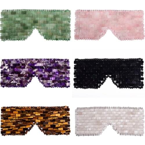 Natural Jade Eye Mask Cooling Rose Quartz Sleep Eye Mask Massager Therapy Jade Stone Anti Aging Shade Cover Relaxation Gift