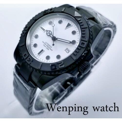 2021 New 40mm Mens Top Luxury Mechanical Sterile Watch Sapphire Glass Black Case Ceramic Bezel Date NH35 Movement Automatic