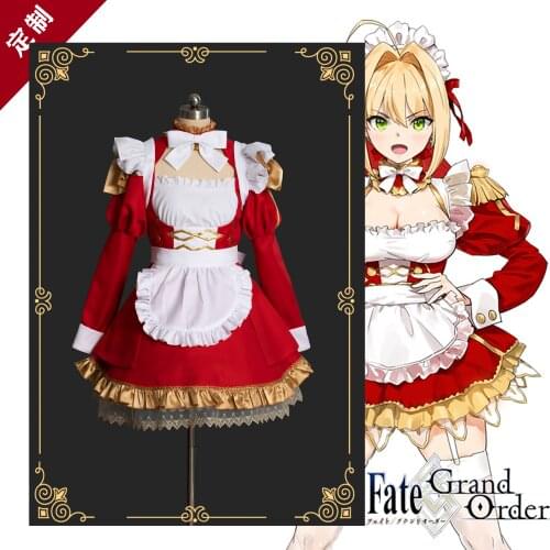 New! Nero Grand Order Saber Maid Customized Uniforms Cosplay Costume Free Shipping F