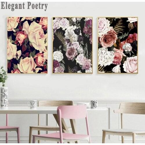 Rose Flower Canvas Nordic Poster Botanical Scandinavian Style Print Wall Art Painting Decoration Picture for Living Room