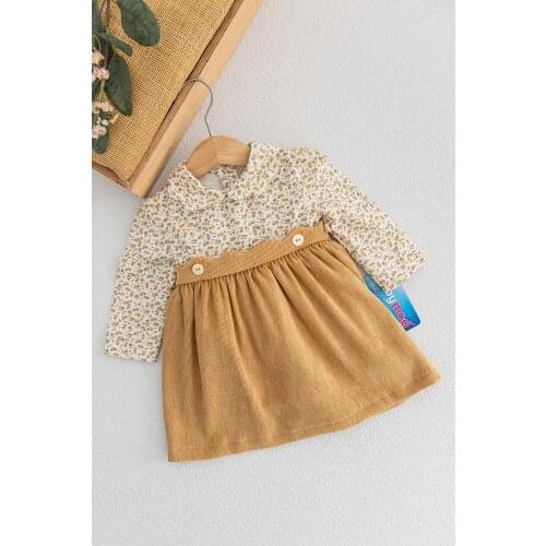 Baby Girl Dress With Shirt Detailed Velvet Skirt