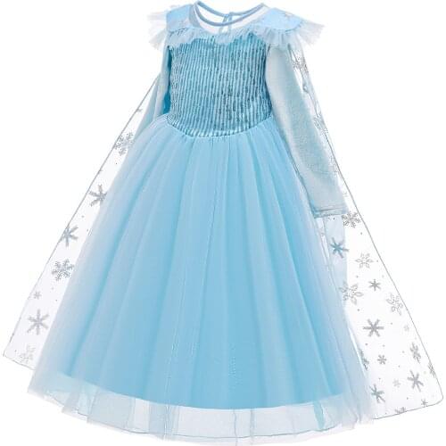 Star Sequin Snow Cosplay Cartoon Dress for Girl Bridesmaid Dresses for Kids Clothing Party Wedding Princess Dresses Costume 2-10