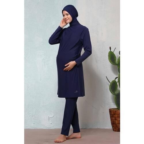 Full Closed Muslim Jowl Game Navy Blue Maternity Hijab Swimwear New season 2021 Trend