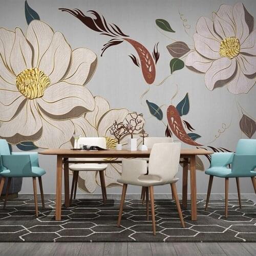 Custom 3D Mural Wallpaper Chinese Style Modern Flower Fish Photo Wall Covering Dining Room Living Room TV Background Home Decor