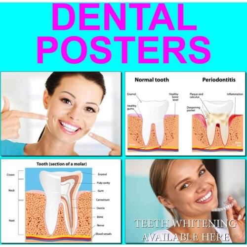 8style Choose DENTAL GUM DISEASE & TEETH WHITENING Art Film Print Silk Poster for Your Home Wall Decor 24x36inch