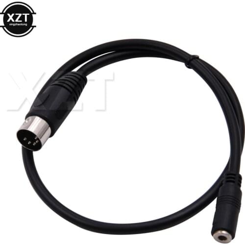 PZ 1PCS NEW Stereo Female Socket Din MIDI 5 Pin Male Plug to 3.5mm Audio Cable for Microphone Multimedia High Quality