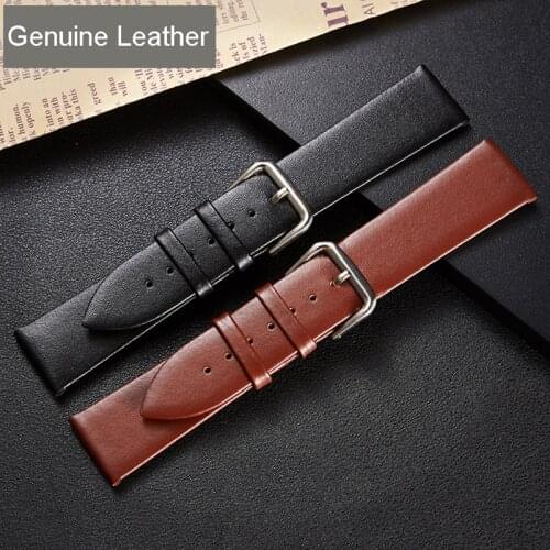 Genuine Leather Watchband 18mm 20mm 14mm 16mm 22mm Wrist Watch Strap Men High Quality Brown Black Watchbands Bracelet Belt Band