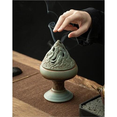 Tibet / Folk / Antique / Pottery incense burner Ceramics, incense burner ornaments, incense burner agarwood, tea ceremony, mount
