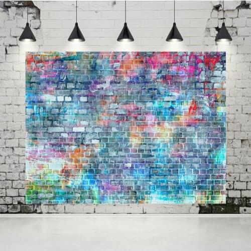 VinylBDS Colored Brick Wall Photography Backdrops Graffiti Photo Studio Baby Shower Background for Children Props
