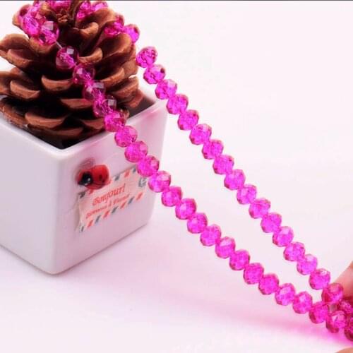 Hot Pink Color Multi Size Oval Faceted Jewelry Beads Flat Round Crystal DIY Beads for Jewelry Necklace Bracelet Making Findings