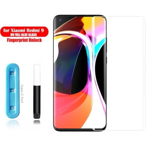 Full Glue Glass for xiaomi redmi 9 Note 9 S UV Liquid screen protector for xiaomi redmi note 9 pro max note 9 s pro max uv glass