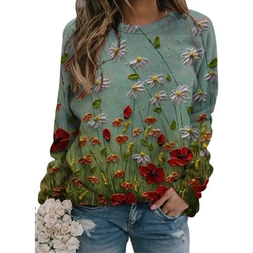 Floral Printing Womens Blouse Fashion Loose Casual Tunic Spring And Autumn Long-sleeved Blouse Streetwear Tops Camisas De Mujer