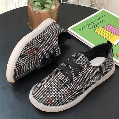 2021 New Color Matching Womens Shoes Square Toe Lace Flat Womens Canvas Shoes Fashion Casual Platform Sneakers Women Loafers