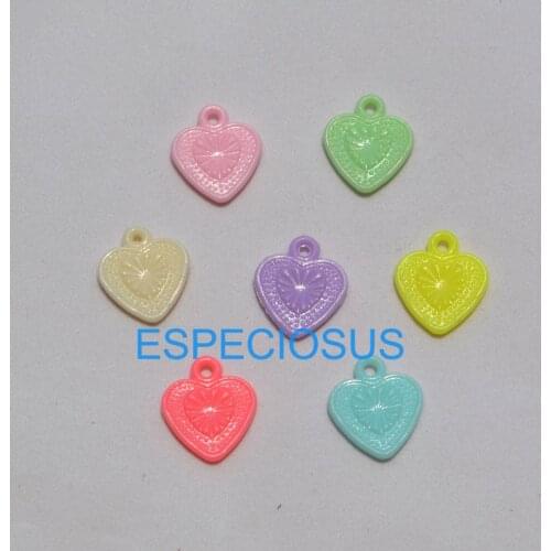 100 pcs/lot DIY Fittings Necklace Department Pink Color Heart Shape Acrylic beads 10MM Cartoon Pendant Jewelry Making Findings