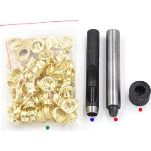 100 pieces/lot+Installation tool)10mm Gold color metal eyelets Metal hole tools Eyelets Rings Rivets Snaps