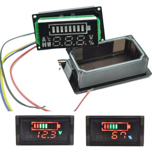 12V 24V 36V 48V 56V 60V 64V 72V 84V DC6-120V Waterproof Electric Vehicle Voltmeter Power Display DC Voltmeter for Automobiles