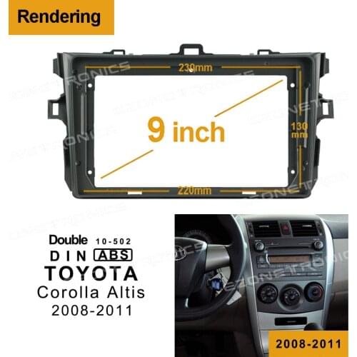 1din 2Din Car DVD Frame Audio Fitting Adaptor Dash Trim Kits Facia Panel 9inch For Toyota Corolla Altis 2009-2013 Radio Player