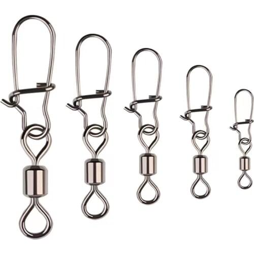 20pcs/packs Black Nickel Fishing Lure Swivel Pin Strong High Speed Bearing Connector Carp Fishing Snaps Fishing Tackles