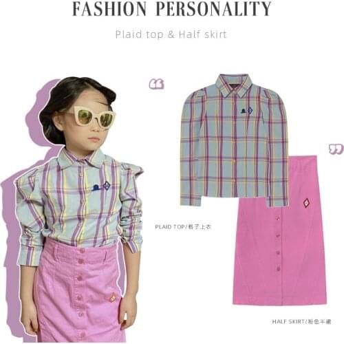 2020 TAO Girls' Fall Shirts Childrens Long Sleeve Plaid Shirts