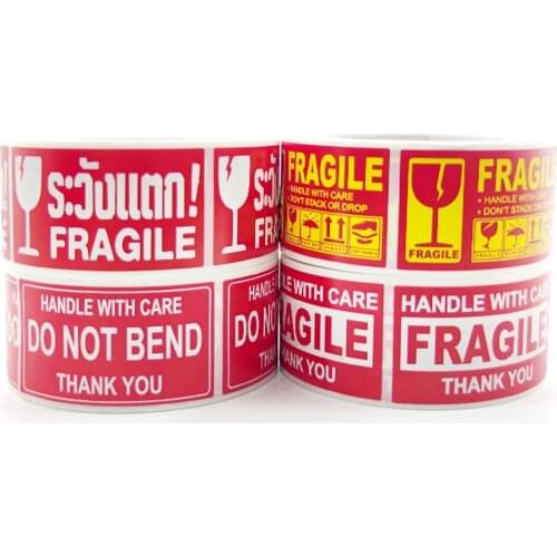 250Pcs/Roll Warning Label Stickers Fragile Label For Goods Shipping Express Please Handle With Care Sealing Tape Special Tag