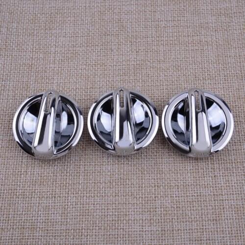 3Pcs Car Silver Air Conditioning AC Switch Knob Covers Trims ABS Fit For Jeep Wrangler JK 2007 2008 2009 2010