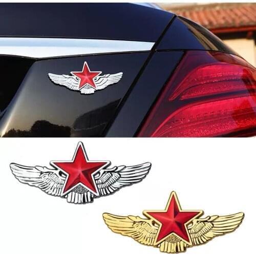 3D Angel wing five-pointed star wings metal car stickers personalized creative hood door decoration stickers tail tag
