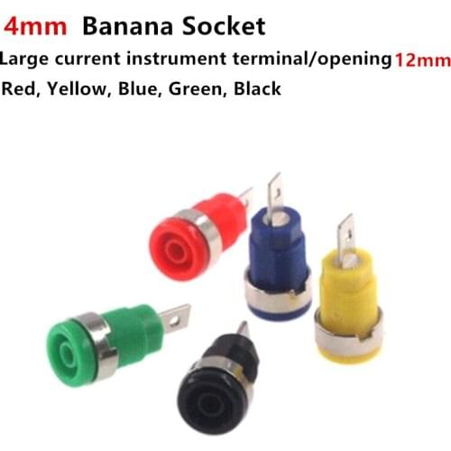 5pcs 4mm Banana Plugs Red Green Blue Yellow Black 5 Colors Socket Panel Plug Connector Open Hole 12mm