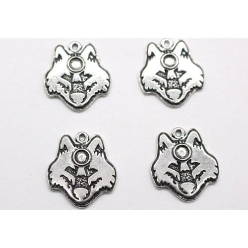 10pcs Punk Arctic Wolf Animal Earring Alloy Charms Men Necklace Pendant Handmade Accessories DIY Jewelry Make Finding