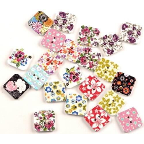 50Pcs Mixed Flower Wooden Shape Apparel Sewing Buttons For Clothes Scrapbooking Decorative Crafts Needlework DIY Accessories