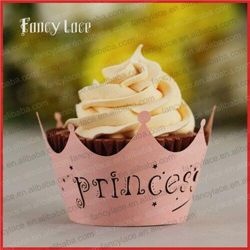 60PCS Wholesale Princess Laser Cut Cupcake Wrapers for Girls Baby Shower Party Decorations Christening Birthday Paper Liners