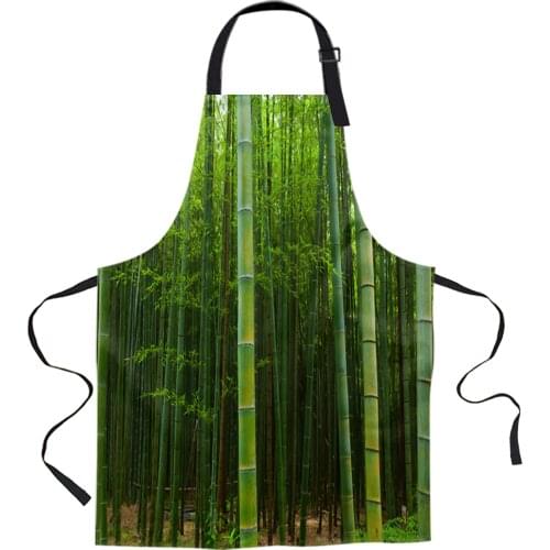 Bamboo Forest Green Aprons for Women Men Kid Cooking Baking Apron Kitchen Utility Equipment Accessories